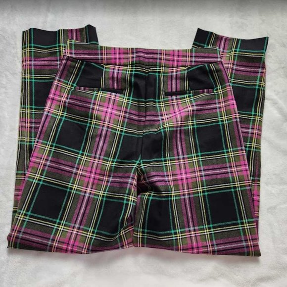 New women's J Crew Kate straight leg pant in pink Stewart tartan plaid wool - Picture 8 of 12